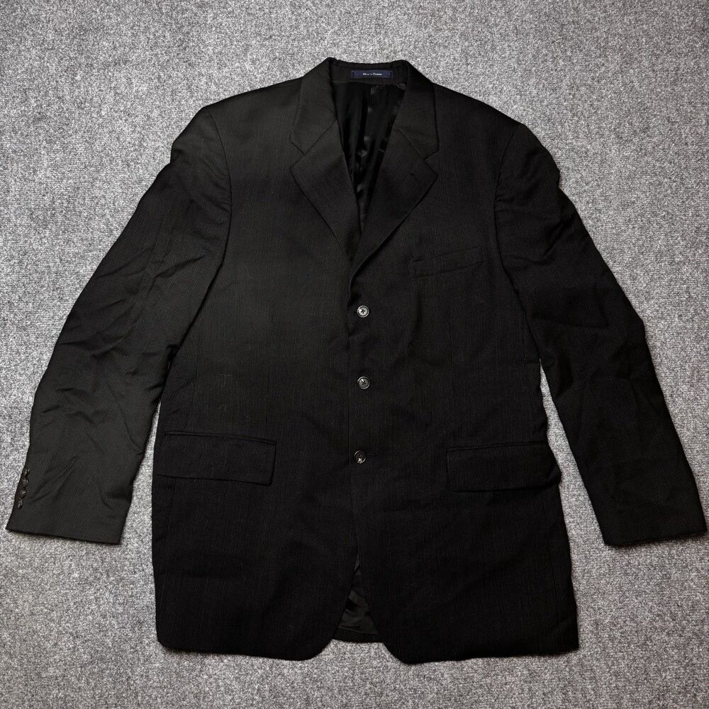 Lauren Ralph Lauren Mens 46T Tall 46L Jacket Blazer Black Striped Made Canada - Picture 2 of 11